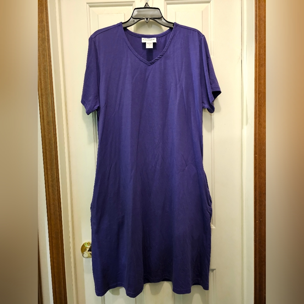 Serengeti Deep Purple V-Neck Top with Pockets - XL